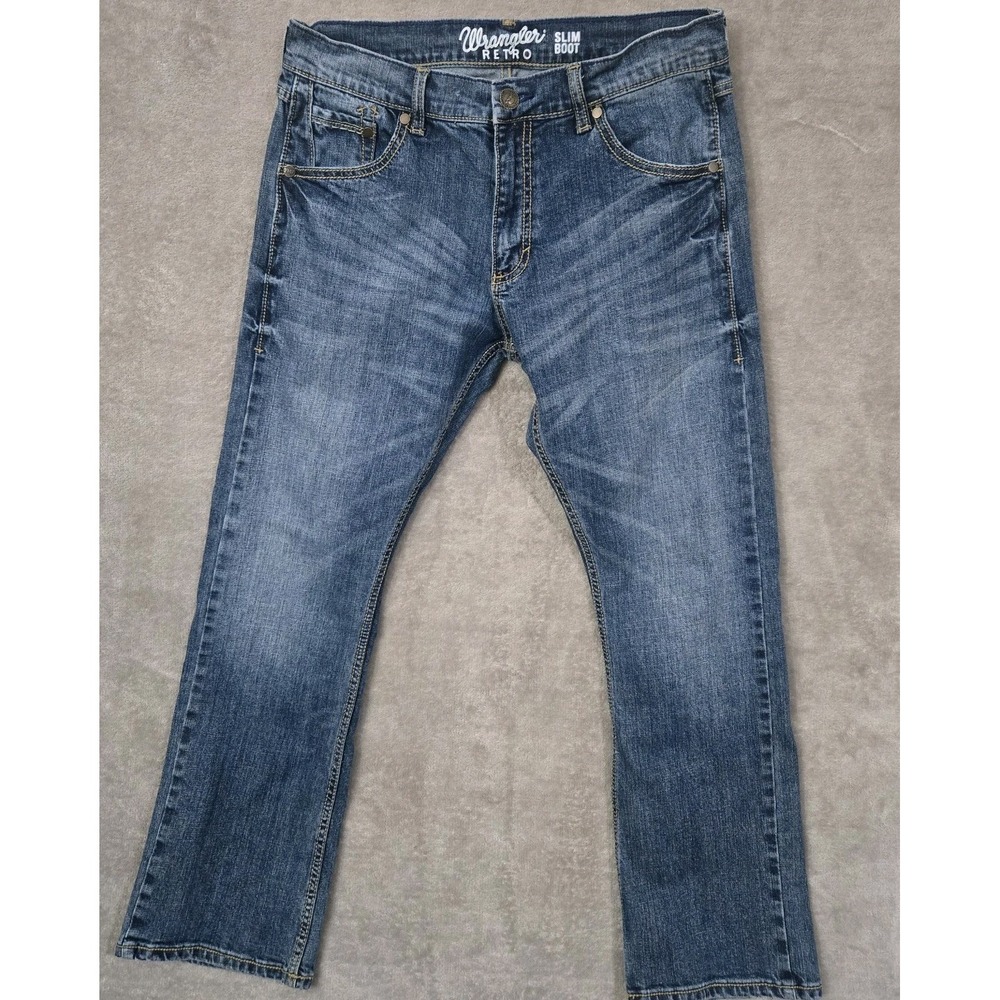 Wrangler Retro Slim Boot Cut Jeans Mens‎ 32x30 Blue Stretch Western Cowboy Chore